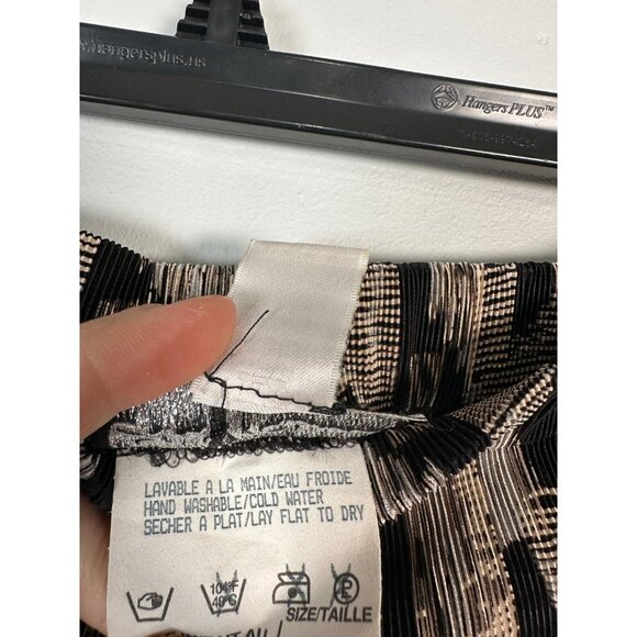 Vintage Lori Weidner Skirt Size 10 Womens Midi Abstract Stretch Ribbed Black Tan - Picture 9 of 9